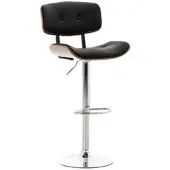 TPFLiving Barhocker Sarnico Gestell Metall in Chromoptik Sitz Walnuss Kunstleder Schwarz