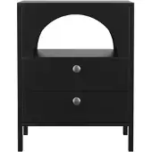 STILVORA Nachttisch MDF Schwarz mit 2 Schubladen und offenem Fach, wasserfest