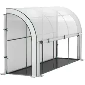 STILVORA Anlehngewächshaus Kunststoff Weiß 300x80x157 cm mit Rolltür UV-Schutz