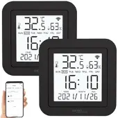 Luminea Home Control 2er-Set lernfähige IR-Fernbedienungen, Temperatur/Luftfeuchte, App