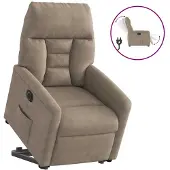vidaXL Relaxsessel mit Aufstehhilfe Elektrisch Taupe Mikrofasergewebe