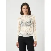 Y.A.S Langarmshirt "YASLACEY LS LACE TOP S. NOOS" Materialmix, slim fit