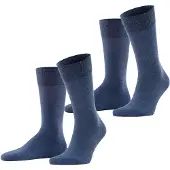 Falke Socken "Happy 2-Pack", Herren, Gr. 43-46, Sockengröße, blau (navy meliert (6127)), Obermaterial: 80% Baumwolle CO. 18% Polyamid PA. 2% Elasthan EL., glatt, Socken Socken