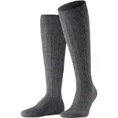 Falke Teppich im Schuh Herren Kniestrümpfe, 39-40, Grau, Uni, Schurwolle