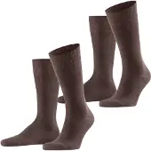 Falke Swing 2-Pack Herren Socken, 39-42, Braun, Uni, Baumwolle