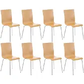 CLP 8er Set Besucherstuhl Pepe mit ergonomisch geformten Holzsitz und Metallgestell natur
