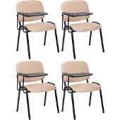 CLP 4er Set Stuhl Ken mit Klapptisch Stoff-Bezug creme