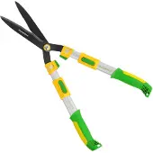 GRUNTEK Heckenschere Teleskop Q-32 680-825 mm – Professionelle Gartenschere Groß Lang, Heckenschere Manuell mit gehärteter Klinge 240 mm, 4-fach verstellbare Alu-Griffe, Anti-Haft, Wellenschliff