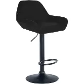 CLP Barhocker höhenverstellbar Braga, Thekenhocker Stoffbezug mit Rückenlehne | Farbe schwarz Gestell Farbe schwarz