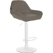 CLP Barhocker höhenverstellbar Braga, Thekenhocker Stoffbezug mit Rückenlehne | Farbe taupe Gestell Farbe weiß