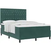 vidaXL Boxspringbett mit Matratze Dunkelgrün 140 x 190 cm Samt
