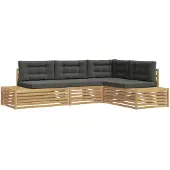 vidaXL 5 stk. Outdoor-Sofagarnitur Polyester Weiß