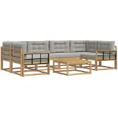vidaXL Outdoor-Sofagarnitur 5 Stk. Weiß und Hellgrau