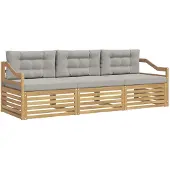 vidaXL Outdoor-Sofagarnitur 3 stk. Weiß und Hellgrau Polyester