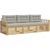 vidaXL Outdoor-Sofagarnitur 3 stk. Weiß und Hellgrau Polyester