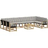 vidaXL Outdoor-Sofagarnitur 11 stk. Weiß und Hellgrau