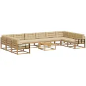 vidaXL Outdoor-Sofagarnitur 11 stk. Weiß und Beige