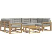 vidaXL Outdoor-Sofagarnitur 5 Stk. Weiß und Hellgrau