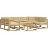 vidaXL Outdoor-Sofagarnitur 5 Stk. Weiß und Beige