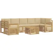 vidaXL Outdoor-Sofagarnitur 8 stk. Weiß und Beige Polyester