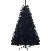 Costway 180cm Künstlicher Weihnachtsbaum schwarz, Tannenbaum mit Metallständer, Christbaum PVC Spitzen, Kunstbaum Weihnachten Klappsystem ideal für Zuhause, Büro, Geschäfte und Hotels