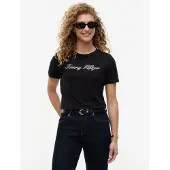 Tommy Hilfiger T-Shirt "NOS SCRIPT REGULAR C-NK SHORT SLEEVE" mit Rundhals und kontrastfarbener Stickerei, Regular Fit