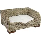 Animal-design Tiersofa VILLA aus Rattangeflecht mit Einstieg und Liegekissen Naturmaterial