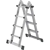 Proregal Teleskopleiter 4-teilig mit Traverse 4x4 Sprossen