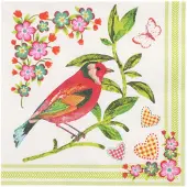 Papstar 10 X 20 Servietten, 3-lagig 1/4-Falz 33 cm x 33 cm "Birdie"