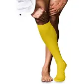 Falke No. 10 Pure Fil d´Écosse Herren Kniestrümpfe, 45-46, Gelb, Uni, Baumwolle
