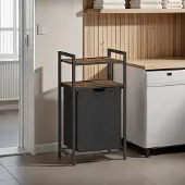 Vasagle Wäschekorb, Wäschesammler mit 2 Ablagen, Wäschesack ausziehbar und abnehmbar BLHB35212B01