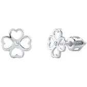 Silvego Playful silver four-leaf clover earrings for good luck SILVEGOB31853SBD