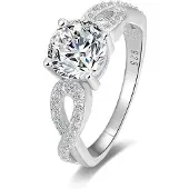 Beneto Silver glittering ring AGG204 - Circuit: 54 mm (L)