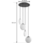 LUCANDE Hängeleuchte Lunelle, schwarz, Glas, 4-flg., Ø 40 cm