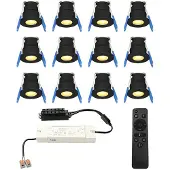 HOFTRONIC™ LED Einbaustrahler 12V 3W 200lm 2700K IP65 Schwarz 12er Set