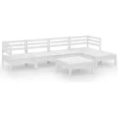 vidaXL 6-tlg. Garten-Lounge-Set Massivholz Kiefer Weiß