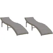 vidaXL Sonnenliegen 2 Stk. mit Auflagen Beige Poly Rattan