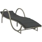 vidaXL Sonnenliegen 2 Stk. mit Auflagen Hellgrau Poly Rattan