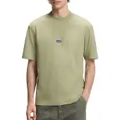 HUGO T-Shirt aus Baumwolle mit geripptem Ausschnitt und Logo-Badge Grösse XL