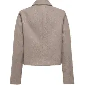 ONLY Kurzjacke "ONLVELA ZIP SHORT JACKET OTW", Damen, Gr. L, grau (taupe gray detail:melange), Web, Obermaterial: 92% Polyester, 8% Viskose, meliert, hüftlang, Jacken Kurzjacke
