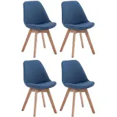 CLP 4er Set Besucherstühle Borneo V2 Stoff mit Polsterung blau Gestell Farbe natur