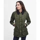 Barbour für Damen. LQU0471 Beadnell Polarquilt Jacke in Olivgrün (S), Lässig, Polyamid