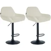 CLP 2er Set Barhocker höhenverstellbar Braga, mit Stoffbezug und Fußstütze | Farbe creme Gestell Farbe schwarz