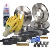 BESTPRICE Bremsscheiben + Bremsbeläge Vorne + Hinten [Hersteller-Nr. 34007081] für Fiat