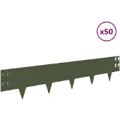 vidaXL Raseneinfassung 50 stk. 100 x 20 cm Stahl Olivgrün
