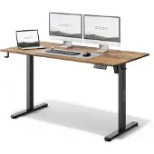 Sense7 Nojo Höhenverstellbarer Schreibtisch 140x70 cm Elektrisch Dunkelbraun Gaming Tisch Computertisch Standing Desk Memory Funktion Holzoptik XXL