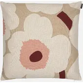 Marimekko Dekokissen "UNIKKO", beige (beige, leinen, rose, bedruckt), B:50cm L:50cm, Baumwolle, Dekokissen_Sitzkissen_Kissenhüllen, Dekokissen, 50x50 cm