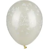 Papstar 150 Luftballons Ø 29 cm elfenbein Just Married metallic