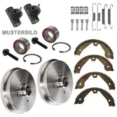 BESTPRICE 2x Bremstrommel+Backen+Zylinder+Radlager [Hersteller-Nr. 34006498] für Ford, Mazda