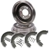 BESTPRICE 2x Bremstrommel + Bremsbacken Hinten [Hersteller-Nr. 10604318] für Opel